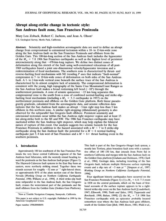 san andreas fault research paper